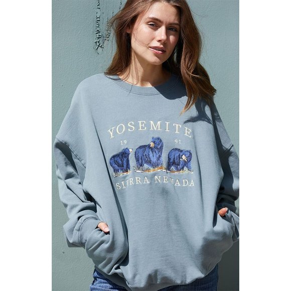 Brandy Melville Sweaters - BRANDY MELVILLE Yosemite Bears Crew Neck Sweatshirt in Pale Sage Green Size OS